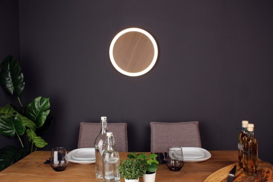 LUCE Design Moon LED Wandleuchte Neutralweiss 24W 3-Stufendimmer Holz, schwarz