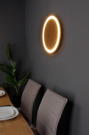 LUCE Design Moon LED Wandleuchte Neutralweiss 24W 3-Stufendimmer Holz, schwarz