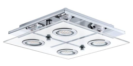 Eglo 30931 CABO LED GU10 4-fach Deckenleuchte 4x2,8W 290x290mm Chrom Weiss Klar