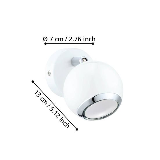 Eglo 31001 BIMEDA LED GU10 Wandleuchte 1x2,8W Ø70mm Weiss Chrom warmweiss