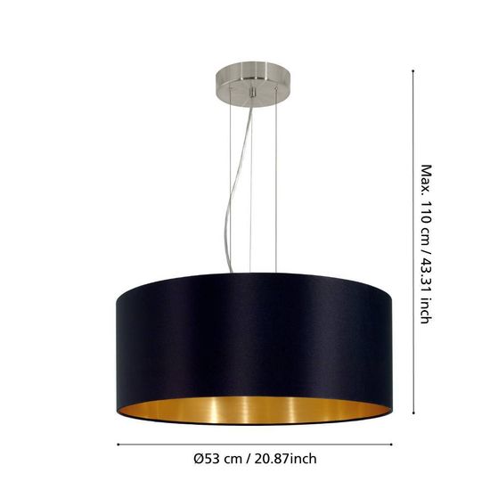 Eglo 31605 MASERLO E27 3-fach Hängeleuchte Ø530mm Schwarz Gold