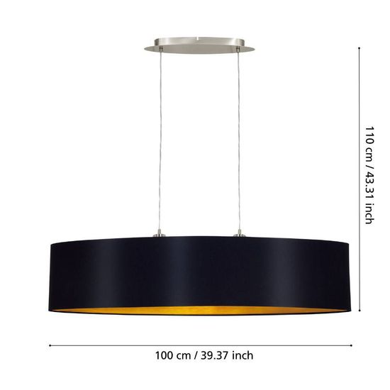 Eglo 31616 MASERLO E27 2-fach Hängeleuchte 1000x250mm Schwarz Gold