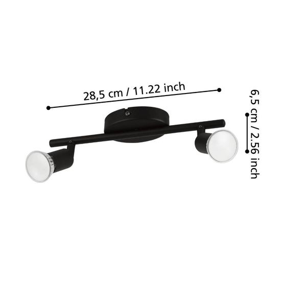 Eglo 32429 BUZZ-LED LED GU10 2-fach Spotleuchte 2x2,8W 285x65mm Schwarz