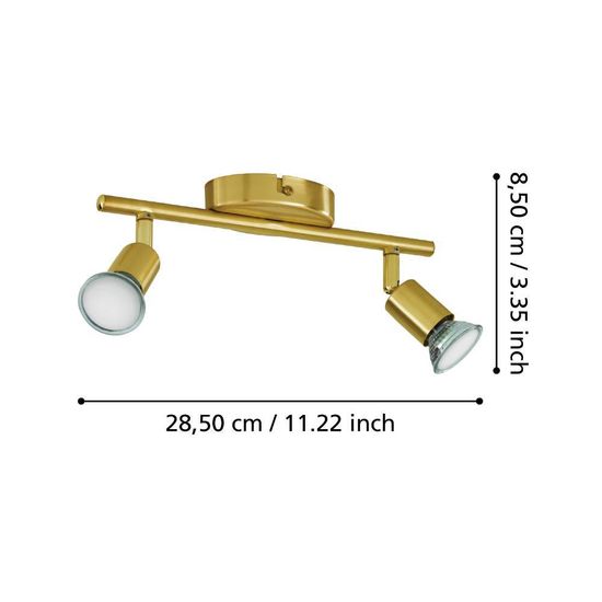 Eglo 33185 BUZZ-LED LED GU10 2-fach Spotleuchte 2x2,8W 285x65mm Messing-Gebürstet