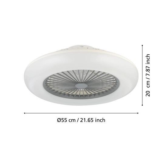 Eglo 35144 SAYULITA-L LED 3-fach Ventilator 3x12,6W Ø550mm Weiss Grau Milky steuerbare Lichtfarbe dimmbar