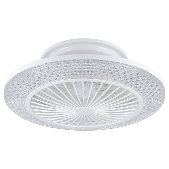 Eglo 35145 MALINSKA LED 3-fach Ventilator 3x12,6W Ø550mm Weiss Kristalloptik steuerbare Lichtfarbe dimmbar