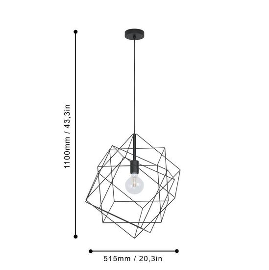 Eglo 43359 STRAITON E27 Hängeleuchte Ø515mm Schwarz