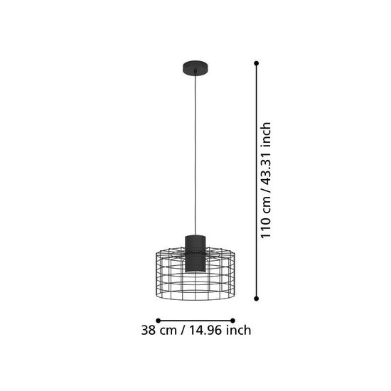 Eglo 43627 MILLIGAN E27 Hängeleuchte Ø380mm Schwarz Weiss