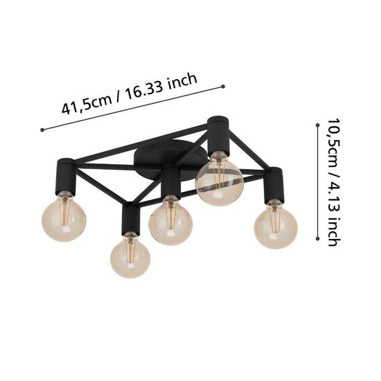 Eglo 43721 SPEKE E27 5-fach Deckenleuchte 415x310mm Schwarz