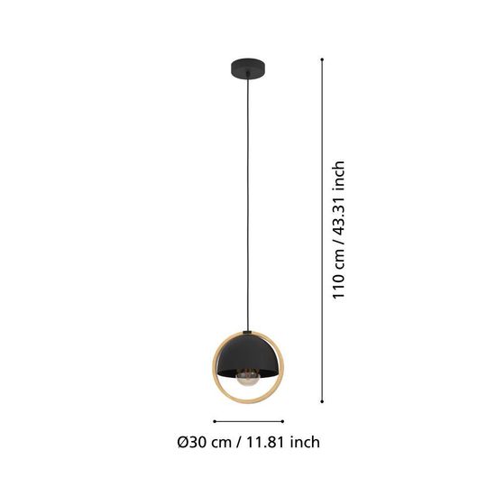 Eglo 43755 CALLOW E27 Hängeleuchte Ø230mm Schwarz Braun