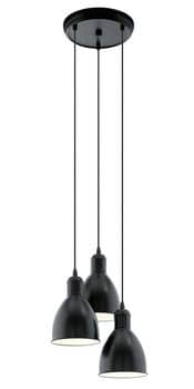 Eglo 49465 Priddy Hängeleuchte 3XE27 Stahl schwarz weiss