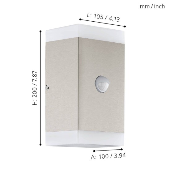 Eglo 75546 CARPINERA LED Außen-Wandleuchte 2X4,6W Sensor Edelstahl Warmweiss IP44