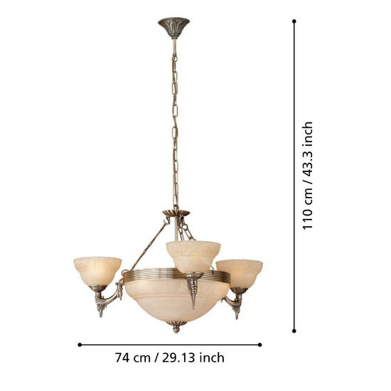 Eglo 85857 MARBELLA E14 6-fach Hängeleuchte Ø740mm Brüniert Champagner