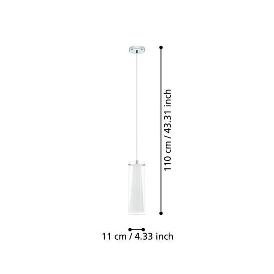 Eglo 89832 PINTO E27 Hängeleuchte Ø110mm Chrom Klar Weiss