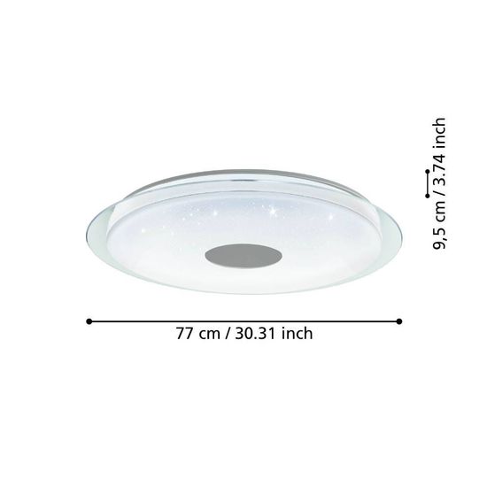 Eglo 900006 LANCIANO-Z LED Deckenleuchte 38,1W Ø770mm Weiss Chrom steuerbare Lichtfarbe dimmbar