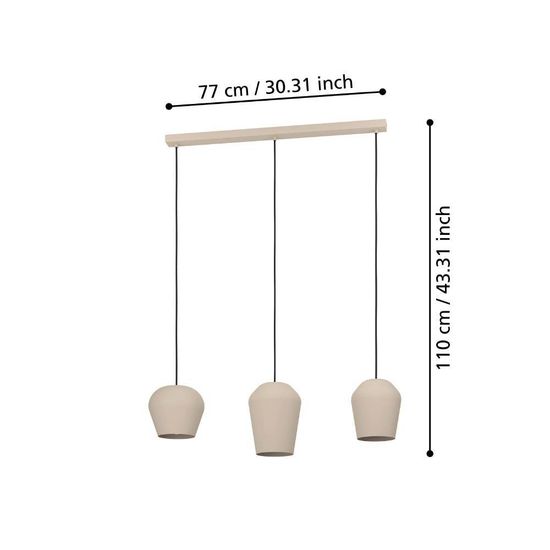 Eglo 900143 CAMBAITO E27 3-fach Hängeleuchte 895x195mm Sandfarben