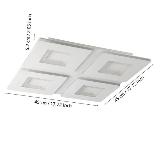 Eglo 900481 PADROGIANO-Z LED Deckenleuchte 26,2W 450x450mm Weiss steuerbare Lichtfarbe dimmbar