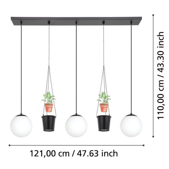 Eglo 900512 RONDO 3 E27 3-fach Hängeleuchte 1210x200mm Schwarz Weiss