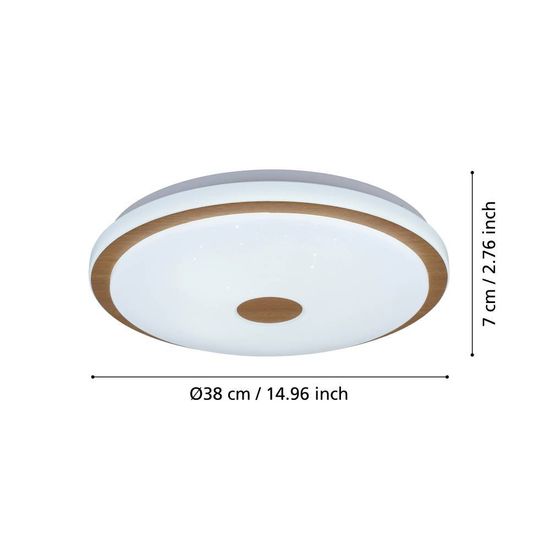 Eglo 900598 LANCIANO 1 LED Deckenleuchte 24W Ø380mm Weiss Braun Weiss Fernbedienung steuerbare Lichtfarbe dimmbar