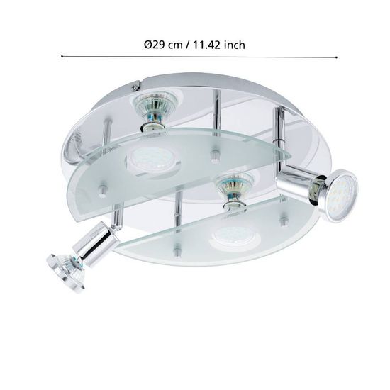 Eglo 93085 CABO 1 LED GU10 4-fach Deckenleuchte 4x2,8W Ø290mm Chrom Weiss Klar warmweiss