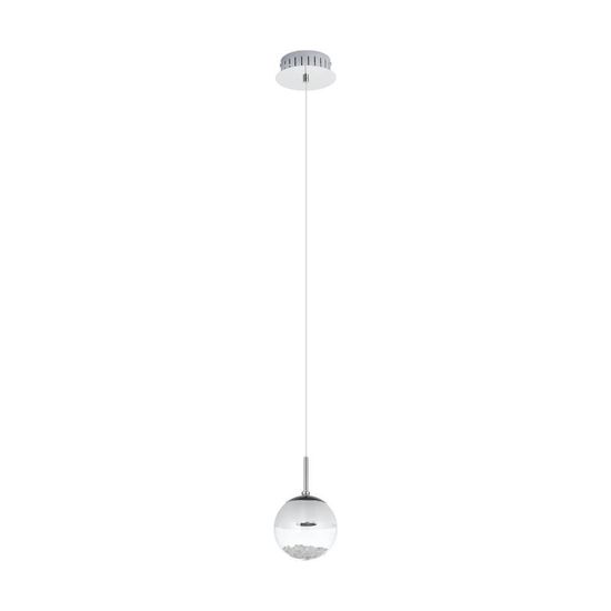 Eglo 93708 MONTEFIO 1 LED Hängeleuchte 1x5W Ø140mm Chrom Weiss Klar warmweiss