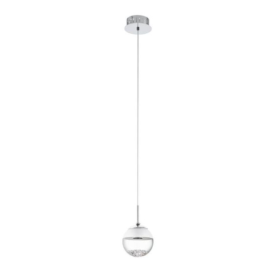 Eglo 93708 MONTEFIO 1 LED Hängeleuchte 1x5W Ø140mm Chrom Weiss Klar warmweiss