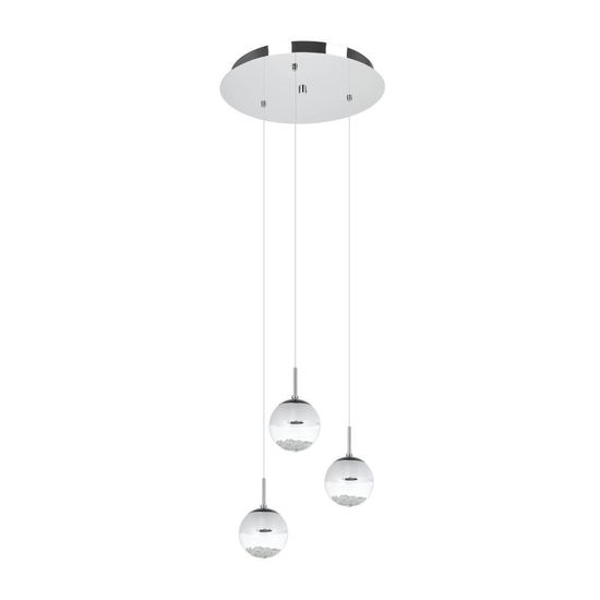 Eglo 93709 MONTEFIO 1 LED 3-fach Hängeleuchte 3x5W Ø400mm Chrom Weiss Klar warmweiss