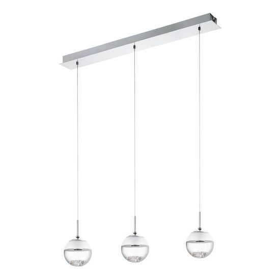 Eglo 93784 MONTEFIO 1 LED 3-fach Hängeleuchte 3x5W 870x140mm Chrom Weiss Klar warmweiss