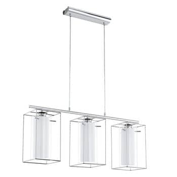 Eglo 94378 Loncino 1 Hängeleuchte 3xE27 Stahl chrom klar weiss