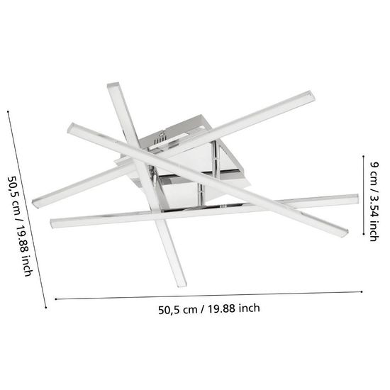 Eglo 95568 LASANA 1 LED 4-fach Deckenleuchte 4x5,3W 500x500mm Chrom Weiss warmweiss