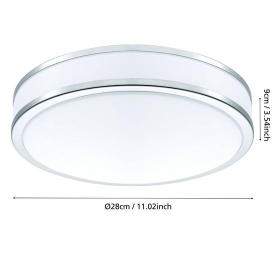 Eglo 95682 PALERMO 2 LED Deckenleuchte 15,6W Ø280mm Weiss Chrom warmweiss