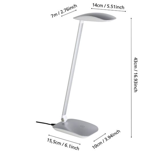 Eglo 95694 CAJERO LED Tischleuchte 4,8W 150x100mm Silber 4-step dimming neutralweiss dimmbar