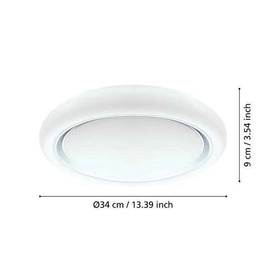 Eglo 96023 CAPASSO LED Deckenleuchte 18W Ø340mm Weiss Chrom warmweiss