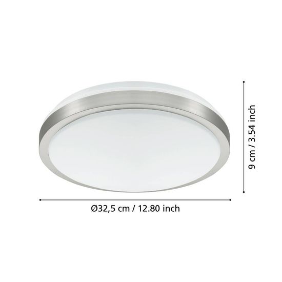 Eglo 96033 COMPETA 1 LED Deckenleuchte 18W Ø325mm Weiss Nickel-Matt warmweiss