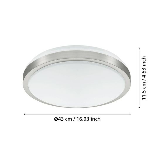 Eglo 96034 COMPETA 1 LED Deckenleuchte 20W Ø430mm Weiss Nickel-Matt warmweiss