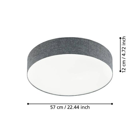 Eglo 97779 ROMAO LED Deckenleuchte 36W Ø570mm Weiss Grau Weiss Fernbedienung steuerbare Lichtfarbe dimmbar