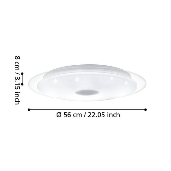 Eglo 98324 LANCIANO 1 LED Deckenleuchte 33W Ø560mm Weiss Chrom CCT steuerbare Lichtfarbe dimmbar