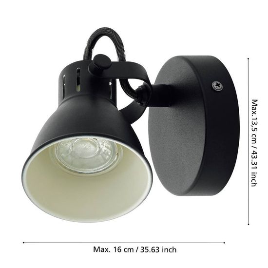 Eglo 98397 SERAS 2 LED GU10 Wandleuchte 1x3W Ø100mm Schwarz