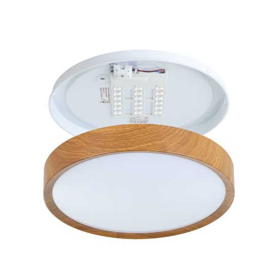 Eglo 98601 MUSURITA LED Deckenleuchte 14,6W Ø340mm Holzoptik Natur Weiss warmweiss