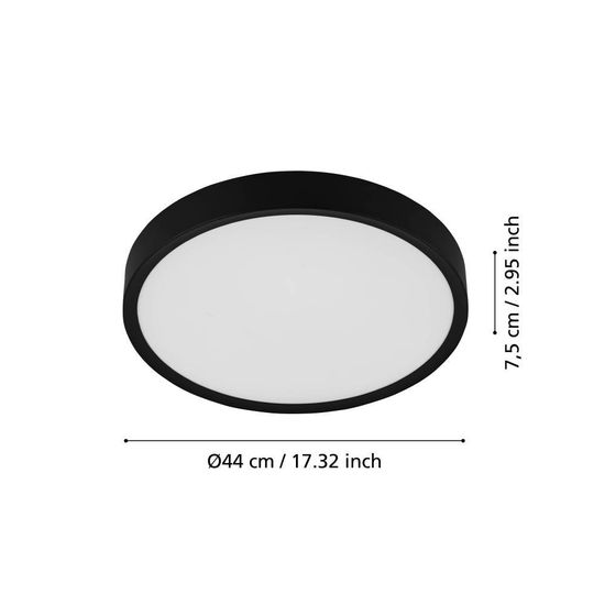 Eglo 98604 MUSURITA LED 6-fach Deckenleuchte 6x5,5W Ø440mm Schwarz Weiss warmweiss