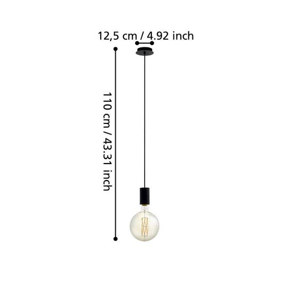 Eglo 98661 POZUETA E27 Hängeleuchte Ø125mm Schwarz