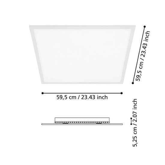 Eglo 98766 SALOBRENA-B LED Deckenleuchte 32,5W 595x595mm Weiss Fernbedienung steuerbare Lichtfarbe dimmbar