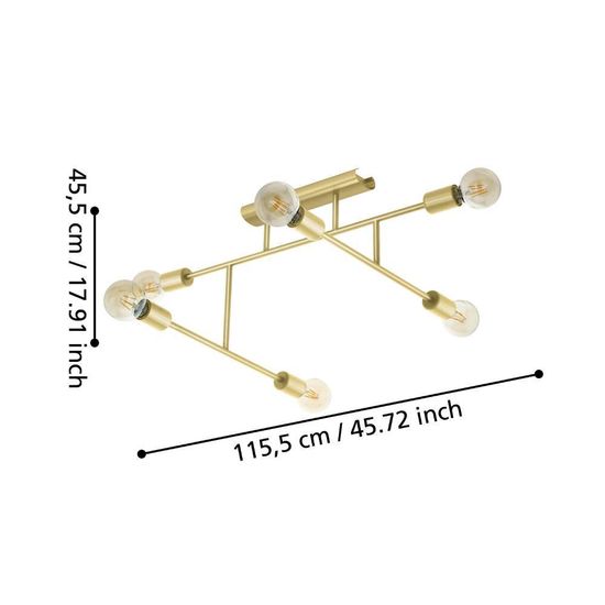 Eglo 98881 BELSIANA 1 E27 6-fach Deckenleuchte 1155x510mm Messing-Gebürstet