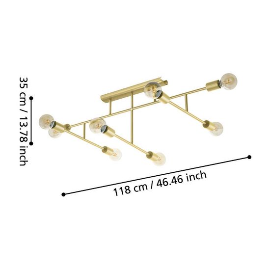 Eglo 98882 BELSIANA 1 E27 8-fach Deckenleuchte 1180x510mm Messing-Gebürstet