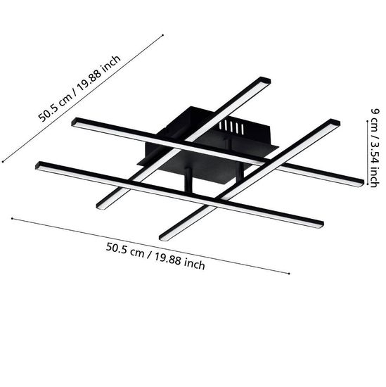 Eglo 99316 LASANA 3 LED 4-fach Deckenleuchte 4x5,3W 500x500mm Schwarz Weiss warmweiss