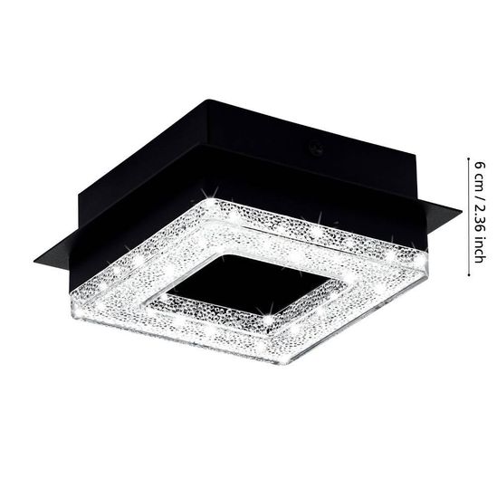 Eglo 99324 FRADELO 1 LED Deckenleuchte Wandleuchte 1x3,2W 140x140mm Schwarz Klar warmweiss