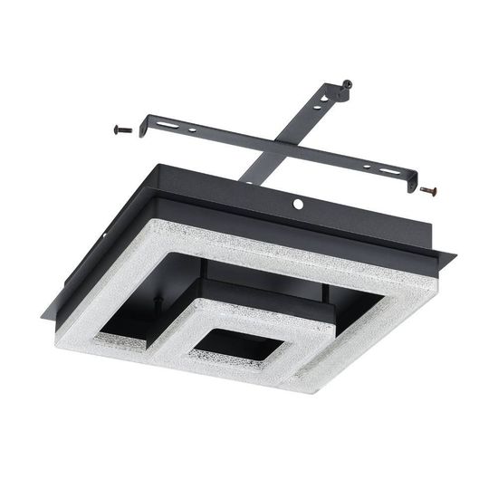 Eglo 99327 FRADELO 1 LED 4-fach Deckenleuchte 4x2W, 1x3,5W 260x260mm Schwarz Klar warmweiss