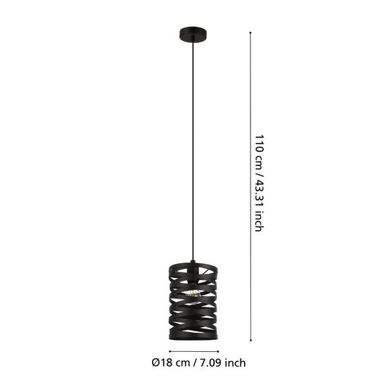 Eglo 99346 CREMELLA E27 Hängeleuchte Ø180mm Schwarz