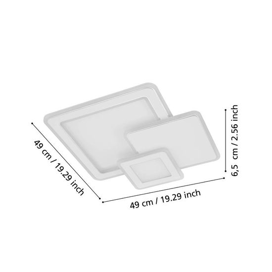 Eglo 99398 MENTALURGIA LED Deckenleuchte 12W, 11W, 7,5W, 5,5W, 4,4W 490x490mm Weiss Chrom CCT steuerbare Lichtfarbe