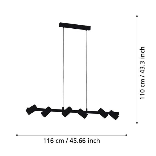 Eglo 99464 GATUELA 1 E14 6-fach Hängeleuchte 1160x190mm Schwarz